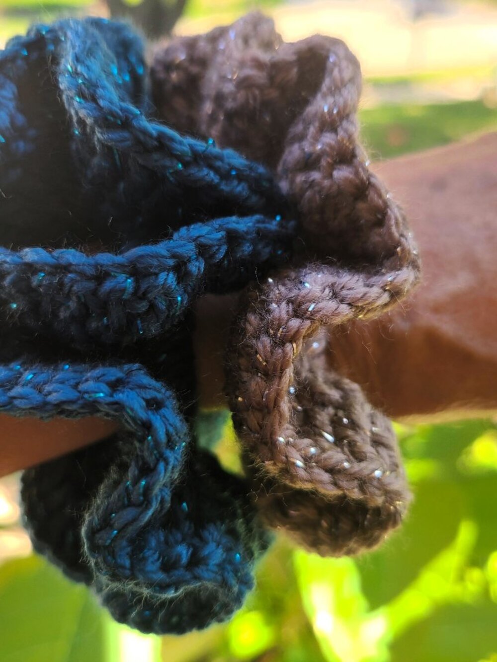 Handmade Crochet Scrunchie: Colorful Acrylic Hair Tie - Set of 2